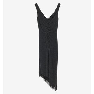 Vintage Cache Black Metallic Asymmetrical Dress Y2K 90s Glam Beaded Size‎ XXS